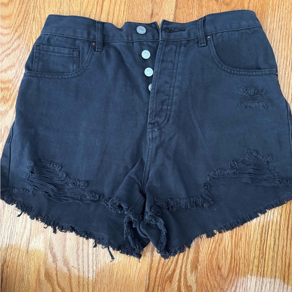PacSun Black Distressed Jean Shorts
